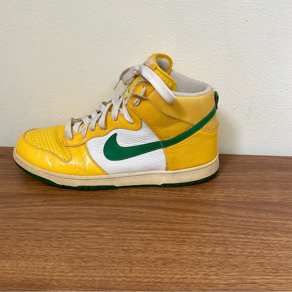 Nike Dunk Hi Top Brazil Sneakers Yellow and Green Laces Men’s Size 13 Streetware - Picture 5 of 13
